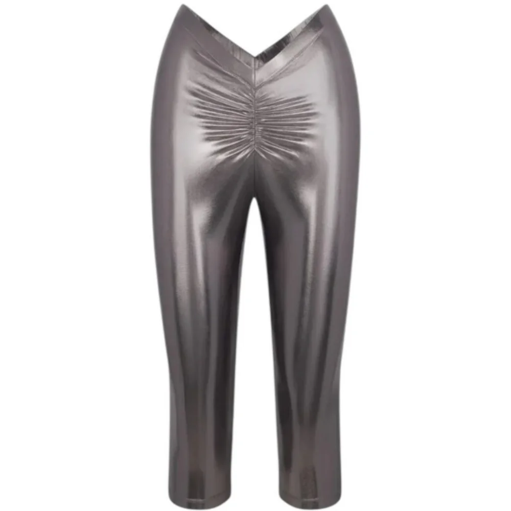 NWT SKIMS Metallic Swim V Waist Pant Size L Carbon